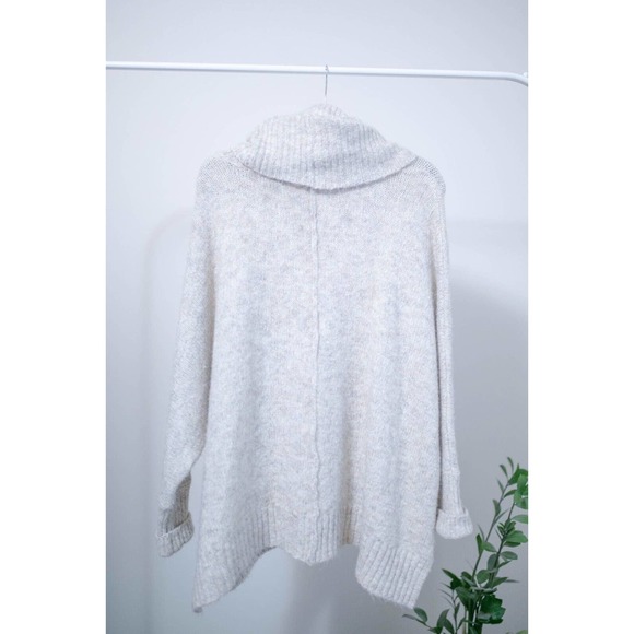 Ruby Moon Gray Wool Alpaca Blend Chunky Oversized Turtleneck Sweater SZ L - Picture 6 of 7